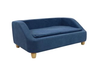 36-In. Microfiber Rectangle Pet Bed for Medium-Sized Dogs, Blue