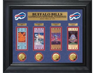 Buffalo Bills 4 Consecutive Super Bowl Appearances Deluxe Ticket & Game Coin Collection