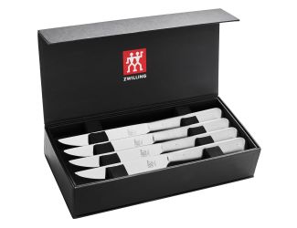 Porterhouse 8pc Stainless Steel Steak Knife Set in Black Presentation Box