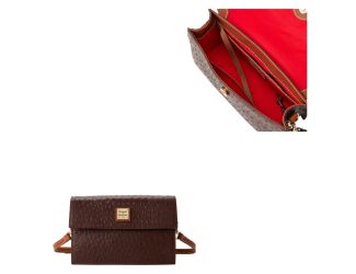 Ostrich East West Flap Shoulder Bag