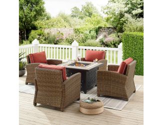 Bradenton 5Pc Outdoor Wicker Conversation Set W/Fire Table
