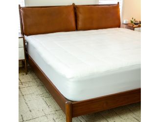 Mattress Pad - White Cotton Top - King - Hypoallergenic - Fits 8"-21" Mattress