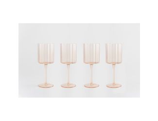 Jeanne Fitz Scalloped Rim Fluted Wine Glass, Set of 4, 12oz, Amber
