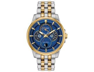 Men's Calendrier Eco-Drive Watch, Two-tone with Blue Dial
