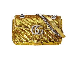 Gucci Flap Marmont GG Matelasse Gold Sequin Shoulder Bag