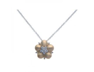 PARIKHS Gold Rhodium Plated Flower CZ Necklace in 925 Sterling Silver