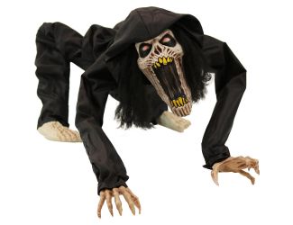 Animatronic Crouching Zombie with Lights and Sound, Indoor or Covered Outdoor Halloween Decoration