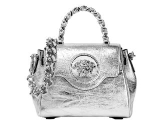 Versace La Medusa Silver Metallic Top Handle Handbag