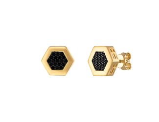 Icon Sterling Silver Gold with Black Diamond Earrings