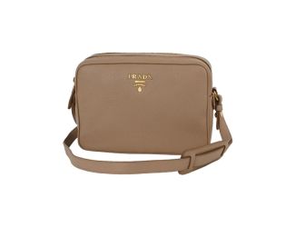 Prada Beige Vitello Phenix Leather Double Zip Crossbody Bag