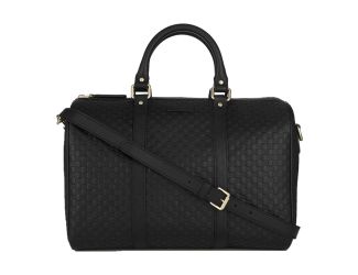 Gucci Microguccissima GG Boston Bag Black Embossed Leather Gold Hardware