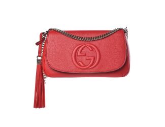Gucci Soho Disco GG Tassel Chain Crossbody Flap Leather Bag Red
