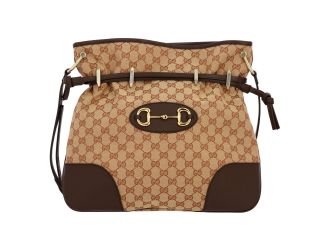 Gucci 1955 Horsebit Beige Canvas Drawstring Cross Body Bag