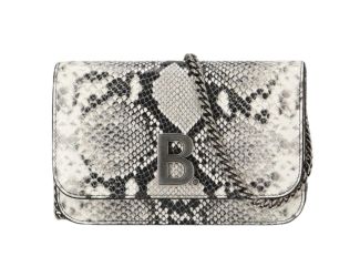 Balenciaga B Python Print Calfskin Leather Wallet on Chain Bag