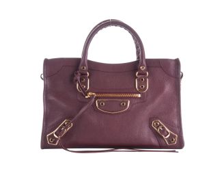 Balenciaga City Prune Purple Goat Leather Small Shoulder Bag
