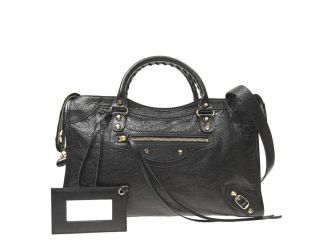 Balenciaga Classic City Grey Shiny Arena Leather Shoulder Bag