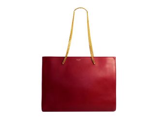 Saint Laurent Siena Ultra Lux Red Calf Leather Chain Shoulder Tote Bag