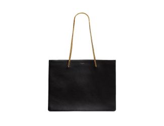 Saint Laurent Siena Ultra Lux Black Calf Leather Chain Shoulder Tote Bag