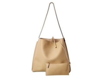 Saint Laurent Suzanne Beige Calfskin Leather Chain Hobo Bag