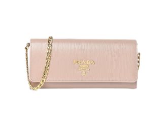 Prada Cipria Beige Vitello Move Leather Chain Wallet Crossbody
