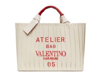 Valentino Garavani 05 Plisse Edition Sac Atelier Large Canvas Tote Bag