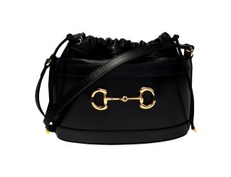Gucci 1955 Horsebit Black Leather Bucket Bag