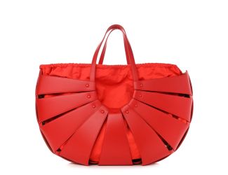 Bottega Veneta The Shell Chili Tomato French Calfskin Leather Shoulder Bag