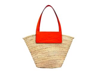 Christian Louboutin Loubishore Orange Woven Raffia Large Tote Bag