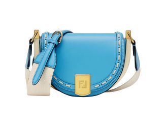 Fendi Moonlight Cyber Blue Leather Satchel Crossbody Bag