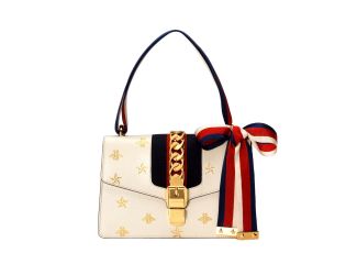 Gucci Sylvie Bee Star Ivory Leather Shoulder Bag