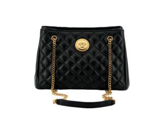 Versace La Medusa Black Quilted Nappa Leather Large Tote Bag