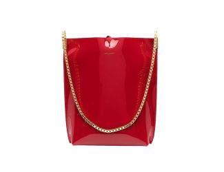 Saint Laurent Suzanne Red Patent Leather Small Chain Hobo Bag