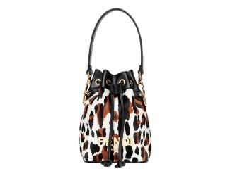 Fendi Mon Tresor Animal Print Sheepskin Mini Crossbody Bucket Bag