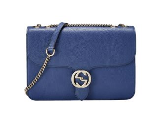 Gucci Dollar Interlocking GG Blue Leather Medium Chain Shoulder Bag