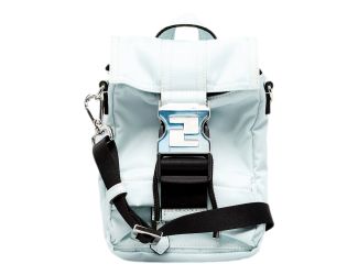 Fendi Fendiness Cyber Blue Nylon Buckle Mini Backpack Crossbody Bag