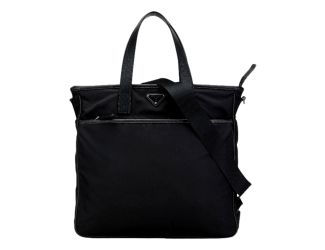 Prada Re-Nylon Black Nylon and Saffiano Large Crossbody Tote Bag