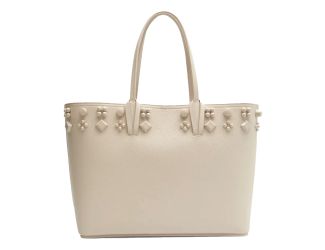 Christian Louboutin Cabata Spike Large Tote Leche Ivory Leather Shoulder Bag
