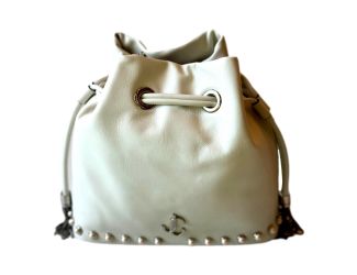 Jimmy Choo Marcheline Pearl Small Bucket Crossbody Bag Ivory