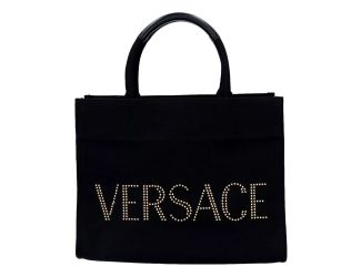Versace Nero Canvas Studded Logo Totebag