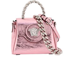 Versace La Medusa Pink Metallic Top-Handle Bag