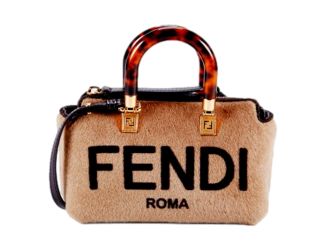 Fendi Roma By The Way Mini Brown Lamb Fur Crossbody Bag