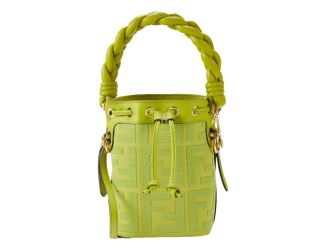 Fendi Mon Tresor Mini Wasabi Green FF Canvas Bucket Bag Crossbody