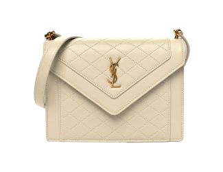 Saint Laurent Gabby Quilted Ivory Crema Lambskin Shoulder Bag