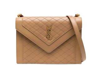 Saint Laurent Gabby Monogram Quilted Lambskin Leather Light Brown Shoulder Bag