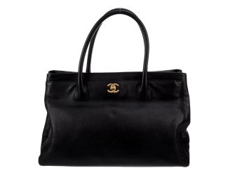 Chanel Executive Cerf Tote Black Leather Medium