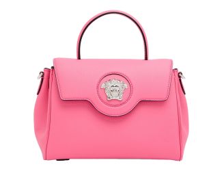 Versace Flamingo Pink Vitello Leather Top Handle Designer Handbag