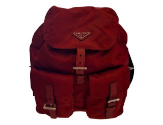Prada Re-Edition Re-Nylon Drawstring Backpack Fuoco Burgundy Red Medium Womens