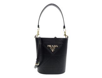 Prada Soft Calf Leather Bucket Crossbody Handbag Nero Black