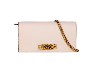 Gucci Interlocking GG Python Leather Bow Wallet on Chain Light Pink Gold Hardware