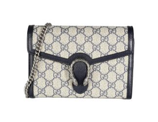 Gucci Navy GG Supreme Canvas Mini Dionysus Chain Wallet